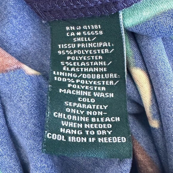 Lauren Ralph Lauren Side Ruched Horse Bit & Ribbon Print Dress Navy Blue Size 10 - Picture 4 of 5